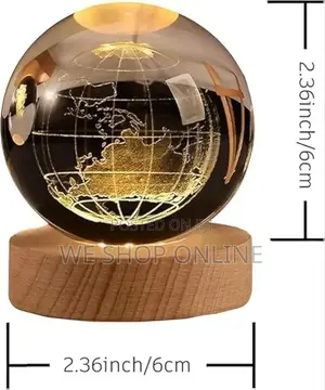 3d Earth Crystal Led Ball Night Lamp Warm Light
