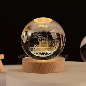 3d Earth Crystal Led Ball Night Lamp Warm Light