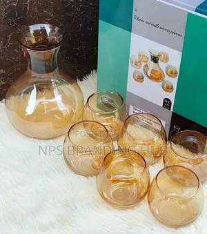 Golden Wine Decanter Set 1 Decanter, 6 Glasses PHN