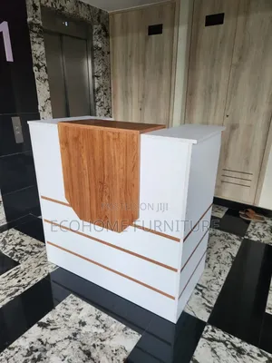 White Brown Reception Desk