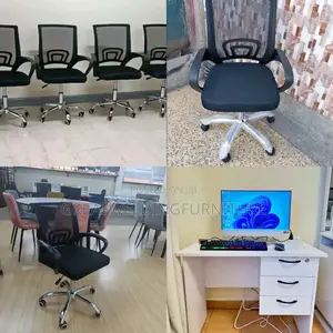 Swivel Mesh Office Chair and Office Desk With Drawers