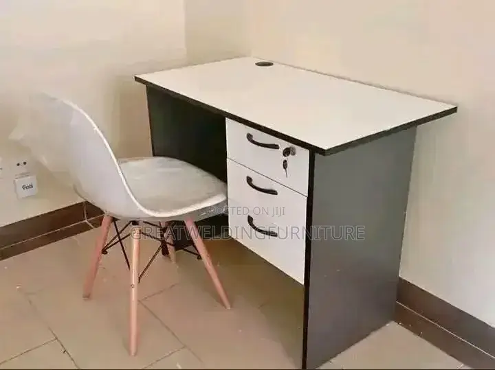 White Office Desk With 3 Lockable Drawers BKP
