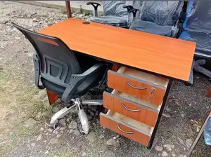 Generic 1.2m Office Desk Paired With a Black Mesh Office Chair