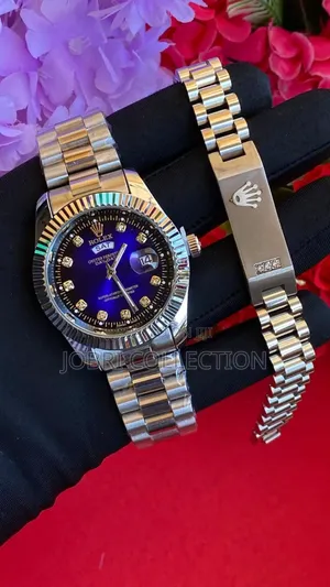 Non Fade Stainless Steel Rolex X Braclet Watch Combo