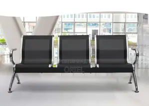 Office Bench : Office 3-Link Black Non-Padded Metallic Bench