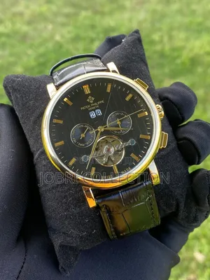 Black Leather Strap Automatic Patek Philippe Gents Watch