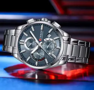 Silver Blue Curren Classic Gents Watch #9004