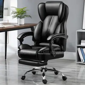 Office Chair; Leather Ergonomic Chair With Closed Back and Footrest
