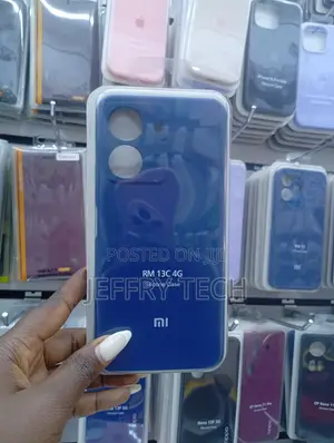 Blue Silicone Case Is for the Xiaomi Redmi 13c 4g Smartphone.