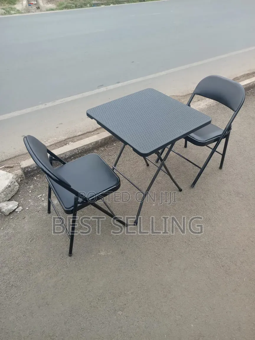 Square Black Folderable Table and Chairs