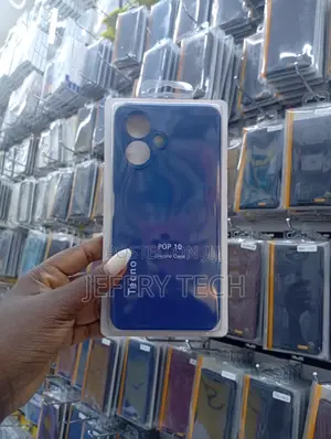 Dark Blue Soft Silicone Case for a Tecno Pop 10 Smartphone