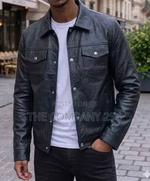 Quality Casual Leather Men Designer Double Pocket Jacket