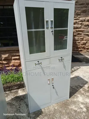 Metallic 2 Door Glass Lockable Cabinet