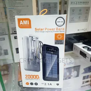 Ami Am-26 20000mah Solar Power Bank Fast Charge 2.1a