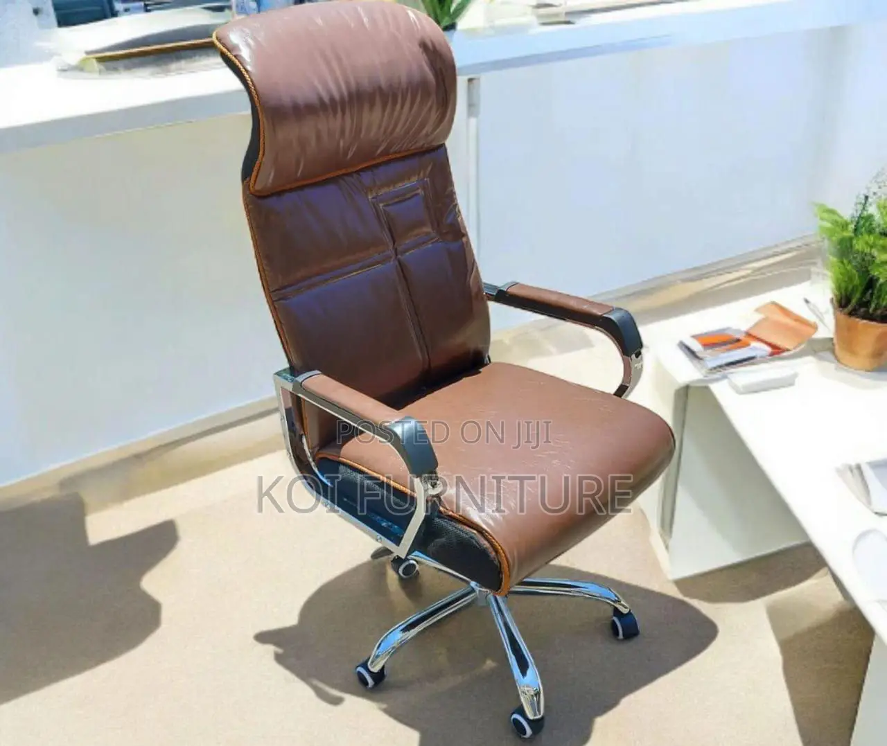 Office Chairs; High Backrest Leather Executive Office Seat