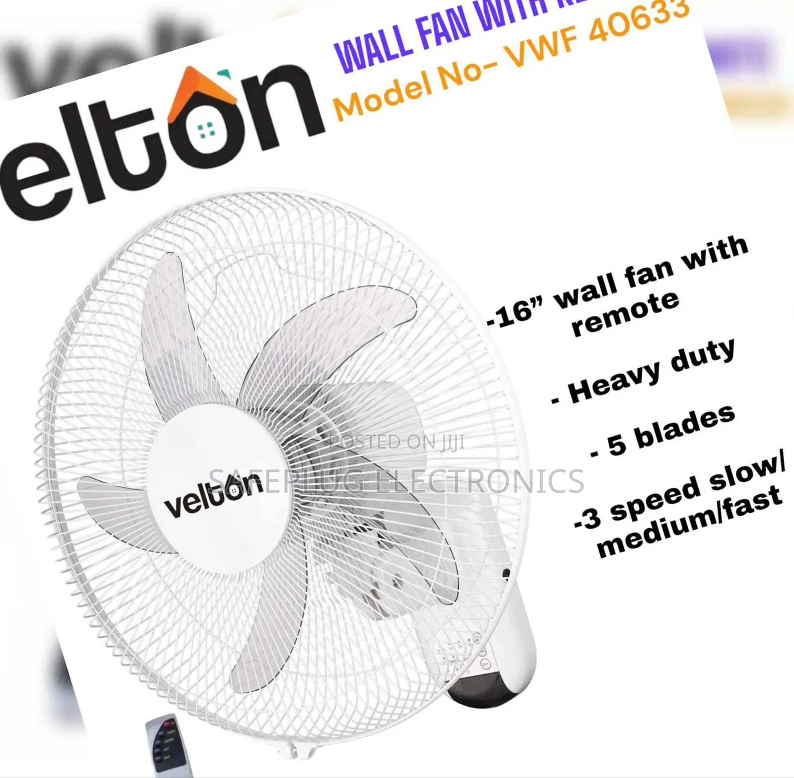  Veltons 16 Inch Wall Fan With Remote – Powerful Quiet Cooling