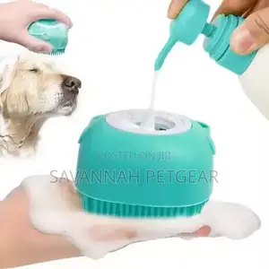 Pet Wash Brush With Built-in Shampoo Dispenser for Dog Cat Grooming