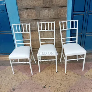 Whie Power Coated Event Chairs With Pattern Frame