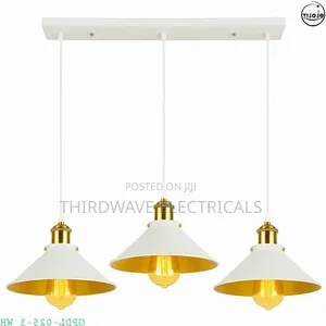 Vintage White 3-Light Industrial Hanging Pendants Light Jg4d