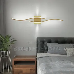 Modern Double-Wave Gold Led Wall Light