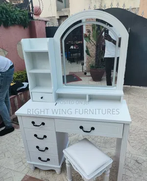 Dressing Table :White Vanity Dresser With Stool