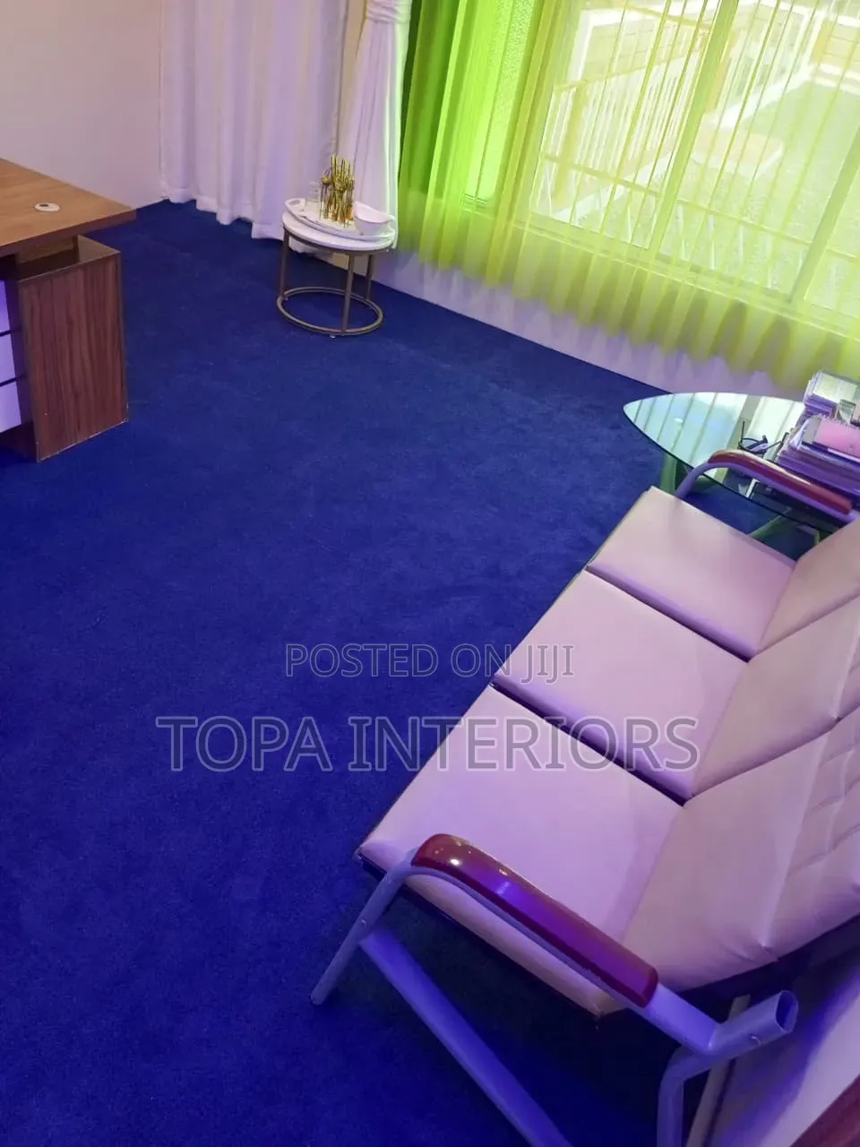 Navy Blue Warm Office Wall to Wall Carpets Installation