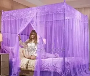 Purple Mosquito Net Set With Frames and 4 Metallic Stands
