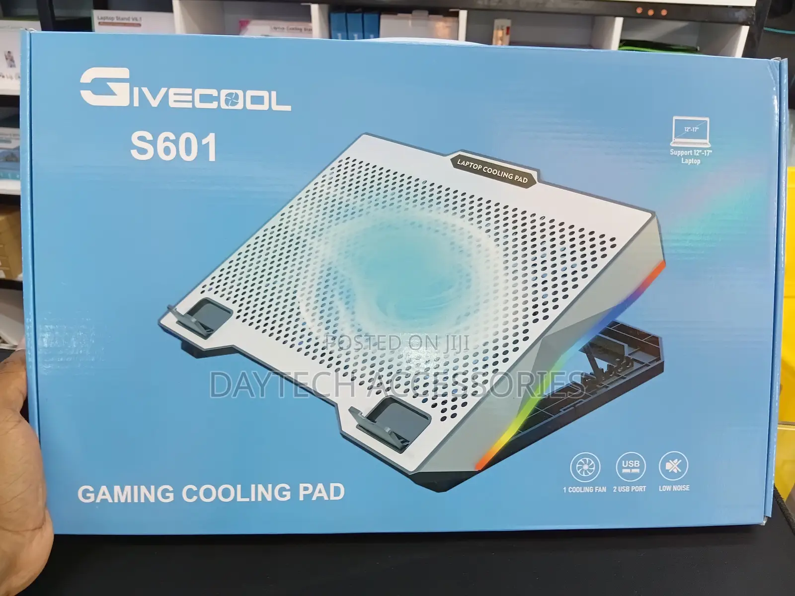 S601 RGB Light Notebook Adjustable Height Gaming Laptop Cooling Pad.
