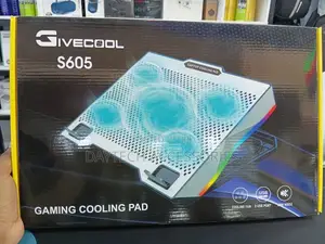 Givecool S605 RGB Laptop Cooling Pad With 5 Silent Fans Adjustable.
