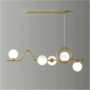 Modern Gold Chandelier With White Glass Globe