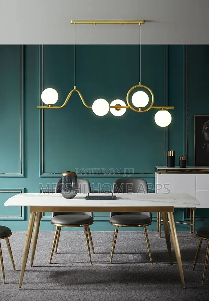 Modern Gold Chandelier With White Glass Globe