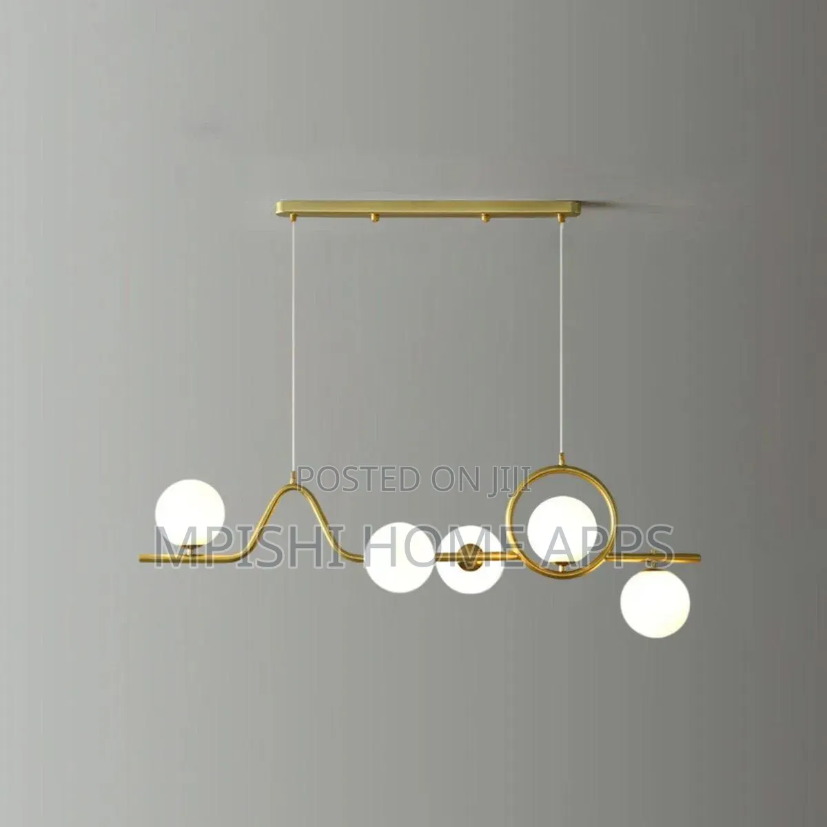 Modern Gold Chandelier With White Glass Globe