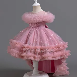 Girls Princess Gown Dresses-Peach Color