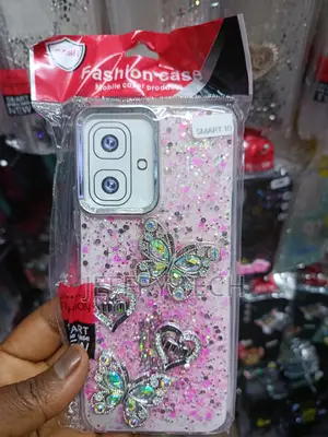 Cover Featuring 3d Butterfly and Heart Charms, for Infinix Smart 10.