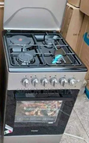 Haier 50×60 Stove: 3 Gas Burners, 1 Electric Plate, Electric Oven.