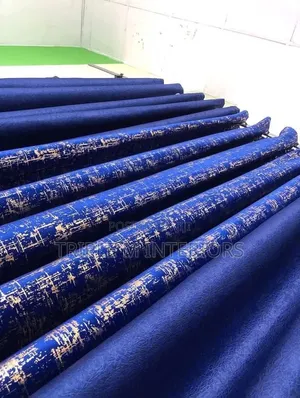 Modern Interior Blue Velvet Drapes