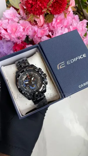 Black Strap Casio Edifice Chronograph Wrist Watch