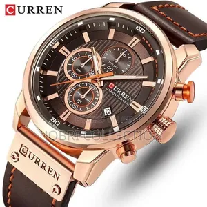 Brown Leather Straps Curren Gents Full Chronograph Wrist Watch