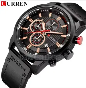 Black.Leather Straps Full Chronograph Curren Gents Watch
