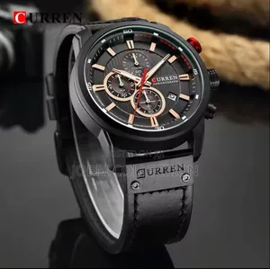 Black.Leather Straps Full Chronograph Curren Gents Watch