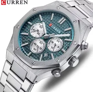 Curren Silver Straps Full Chronograph Watch