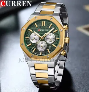 Curren Green Face Full Chronograph Gents Watch