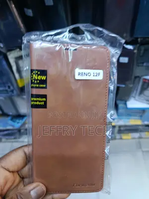 Brown Flip Wallet Case Specifically Designed for the Oppo Reno 12f.