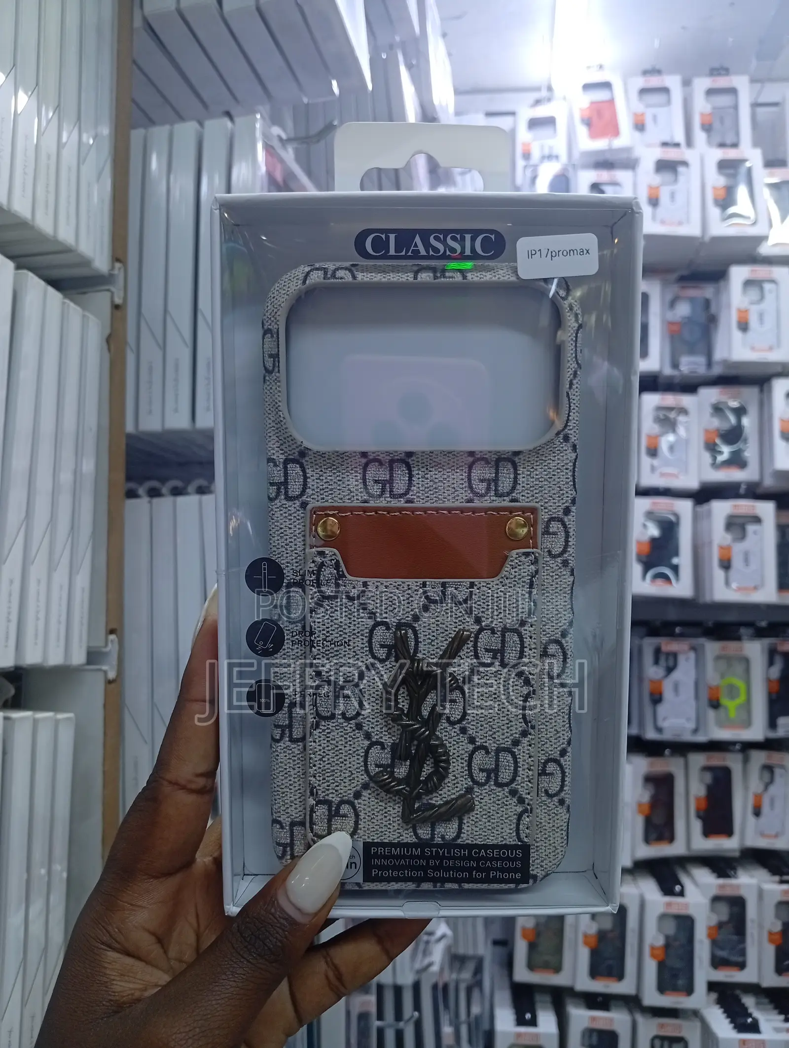 Leather Back Case With a Card Holder,For iPhone 17 Pro Max.