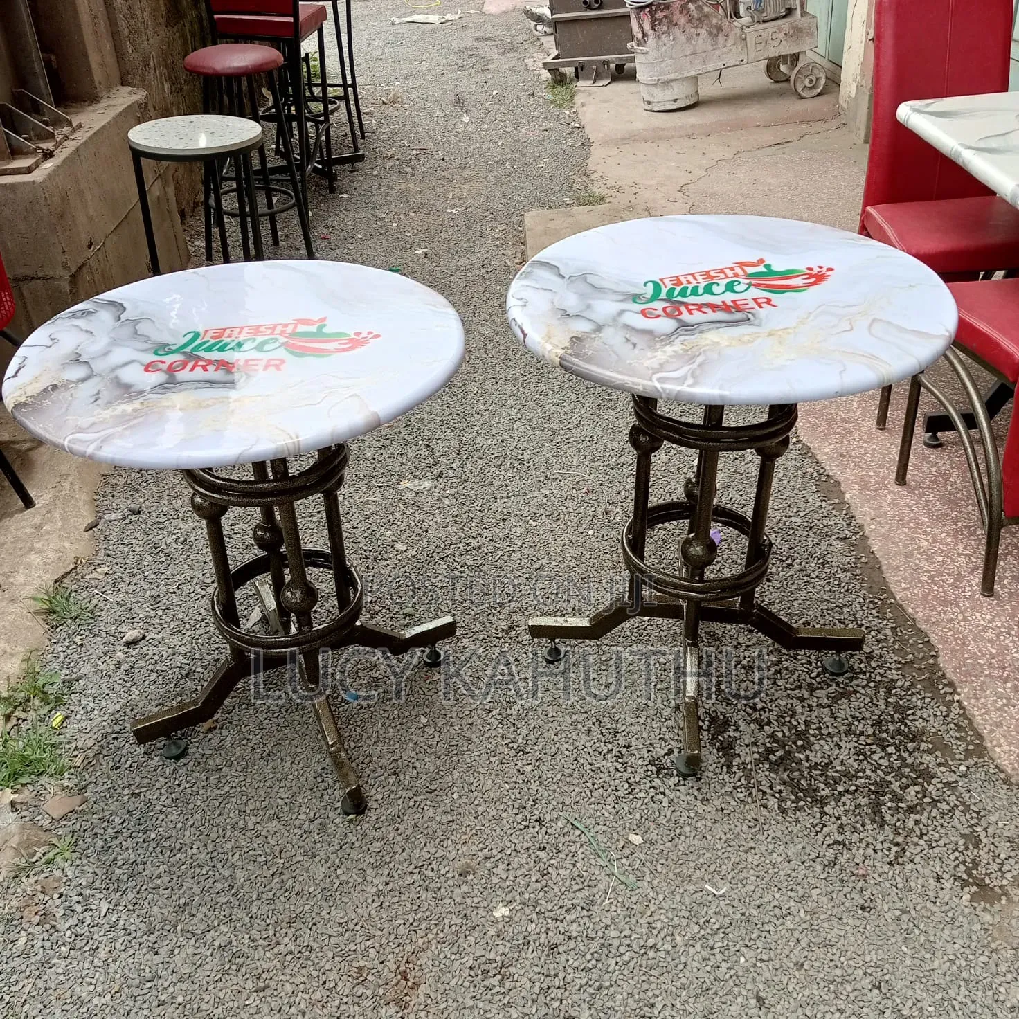 Lastest Marble Top With Log and Powder Coated Frame