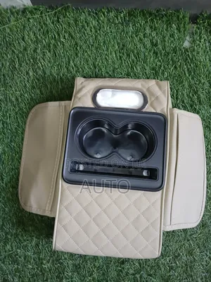 Car Armrest Organizer With Cup Holder – Leather Storage Console(Beige)