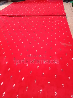 Executive Style Red Texture Carpet | Seamless Wall Installation