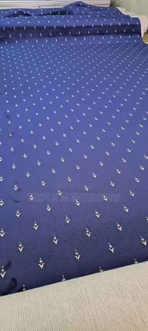 Luxury Blue Patterned 12mm Carpet Roll | Premium Interior Finish