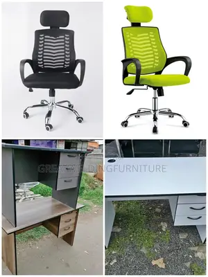 Green , Black Headrest Office Chair and Study Desk VXC
