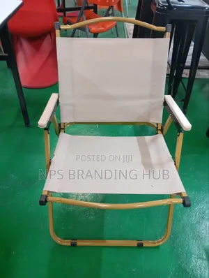 Foldable Outdoor Camping Chair With Metal Frame and Wooden Armrests